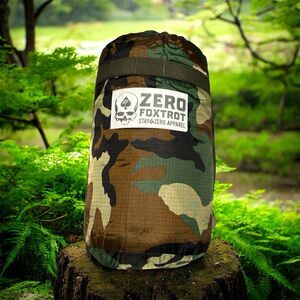 Zero Foxtrot Deluxe Woobie Blanket ERDL Woodland/OD Green Sherpa Lined Camping